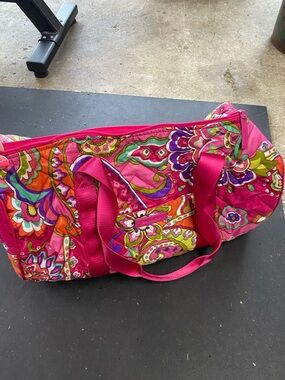 Vera Bradley Hot Pink Paisley Quilted Travel Duffel